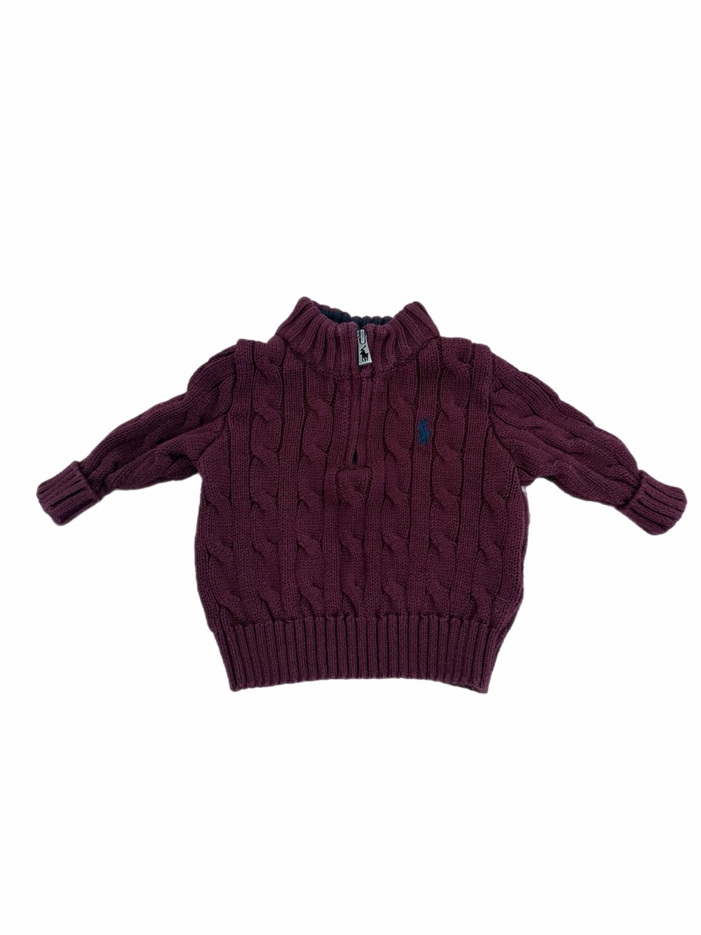 Polo by Ralph Lauren Boys Cable-Knit Half-Zip Sweater in Deep Plum- Size 3 month